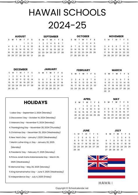 hawaii doe calendar 24 25