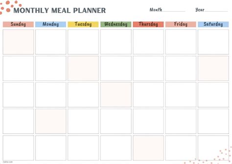 meal planning calendar