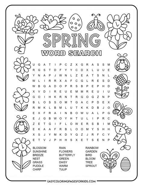 Spring Word Search Printable Pdf