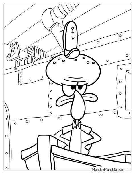 Squidward Colouring Pages