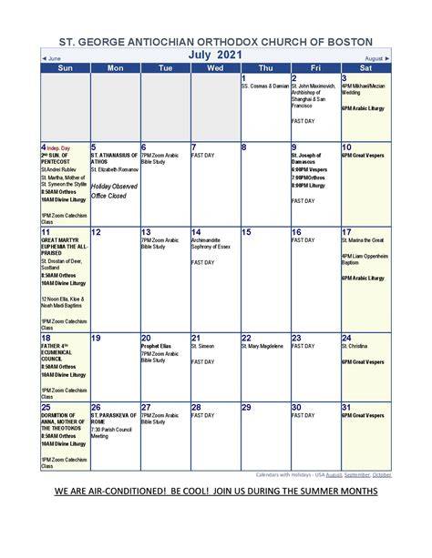St George Calendar Of Events