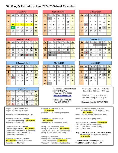 St Mary Calendar
