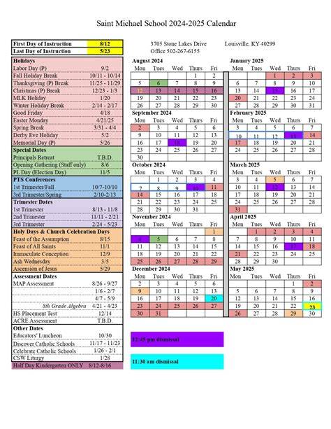 St Michael S School Calendar