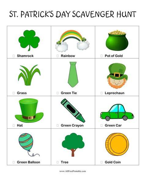 St Patrick S Scavenger Hunt Printable
