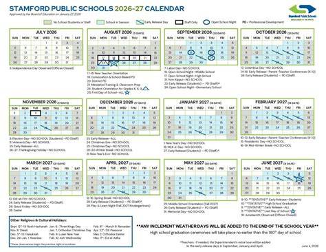 Stamford Schools Calendar