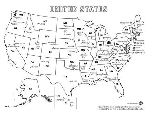 State Map With Capitals Printable