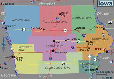 State Of Iowa Map Printable