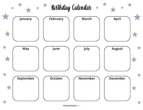 birthday calendar template
