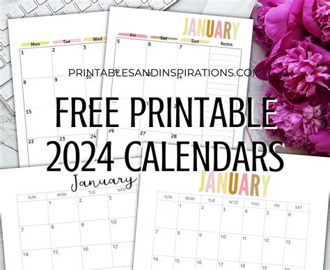 free 2024 printable calendar one page
