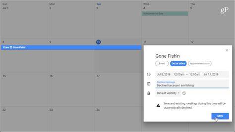 google calendar out of office