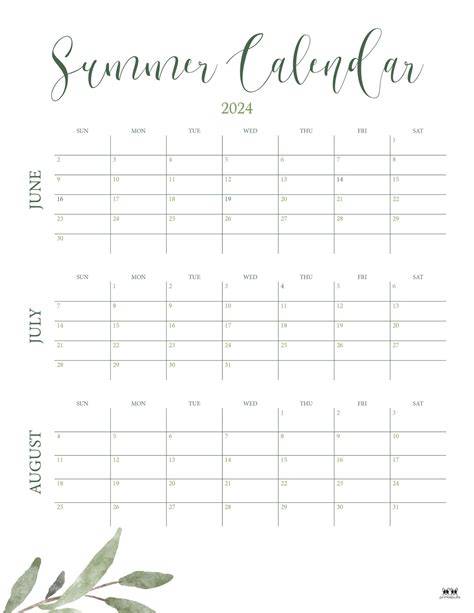 Summer 2024 Calendar Printable