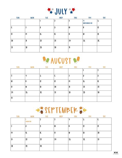 Summer Calendar 2025 Printable