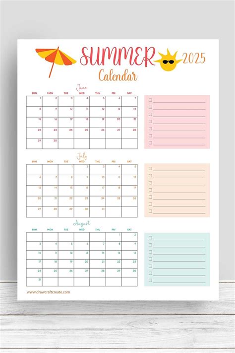 Summer Calendar 2025