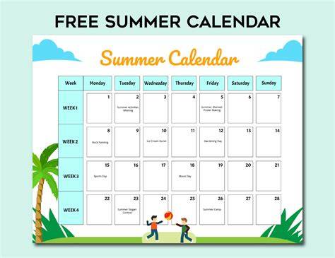 Summer Calendar Clipart