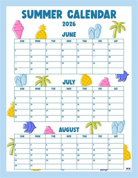 Summer Calendar Printable