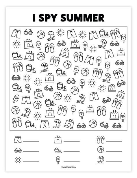 Summer I Spy Free Printable