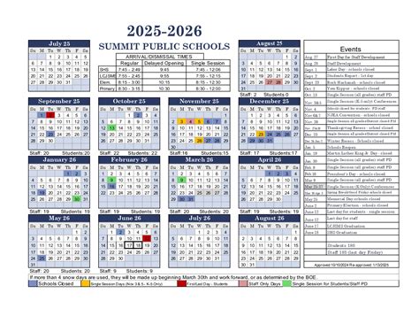 Summit Tahoma Calendar