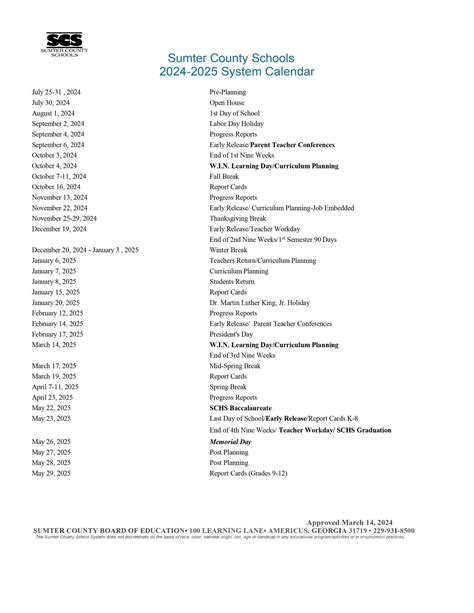 Sumter Schools Calendar