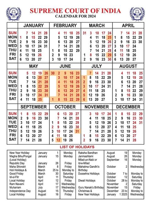Supreme Court Calendar