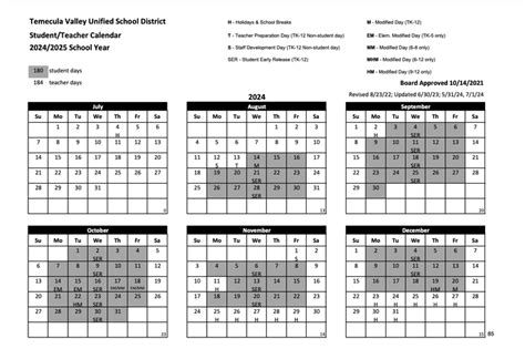 Temecula School District Calendar