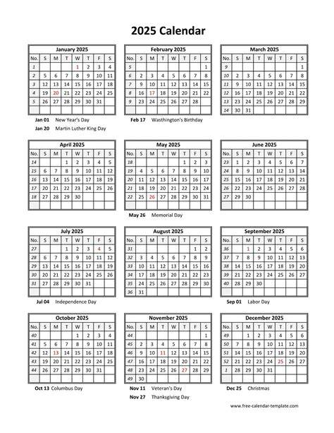 2025 calendar with holidays printable