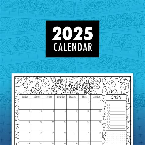 2025 coloring calendar