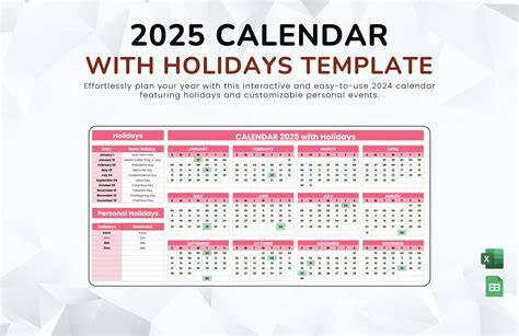 2025 holidays calendar