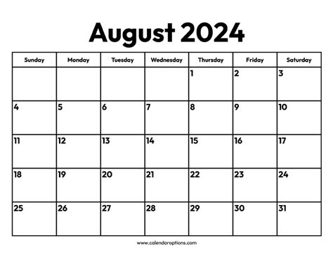 august 2024 calendar