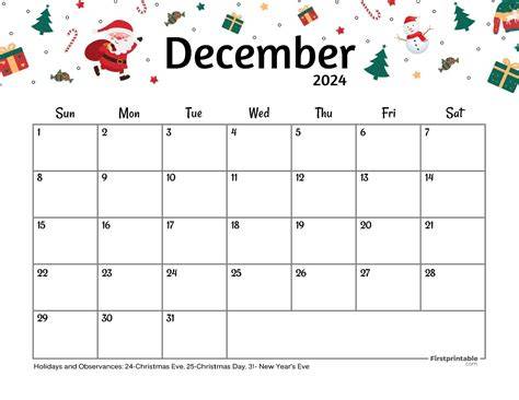 december 2024 calendar