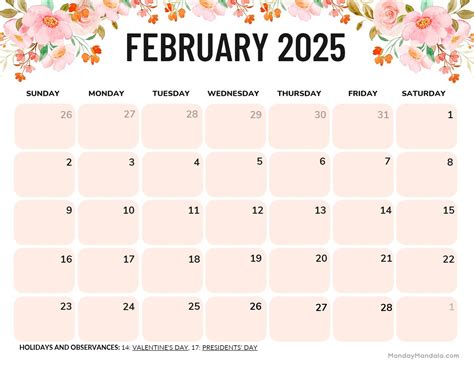 february 2025 calendar printable