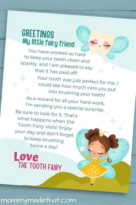 Template Free Printable Tooth Fairy Letter