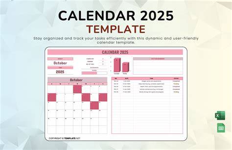 google sheets calendar template 2025