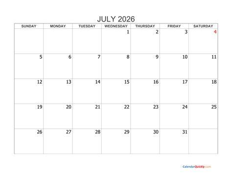 july 2026 calendar