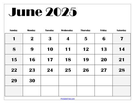 june 2025 calendar printable