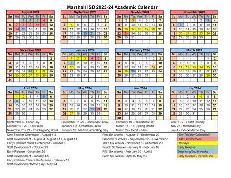 marshall isd calendar