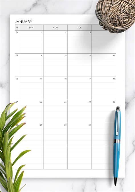 pages calendar template