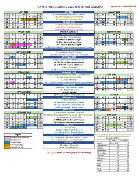 Tenafly Calendar 2025