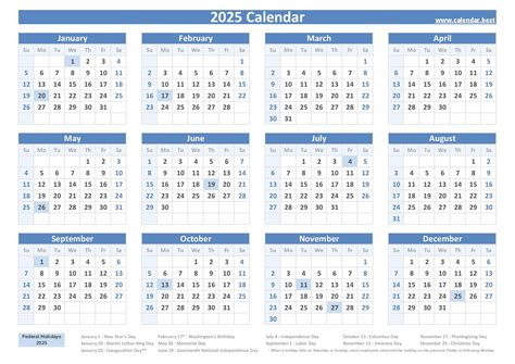 2025 holidays calendar