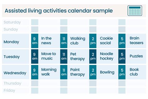 assisted living activity calendar