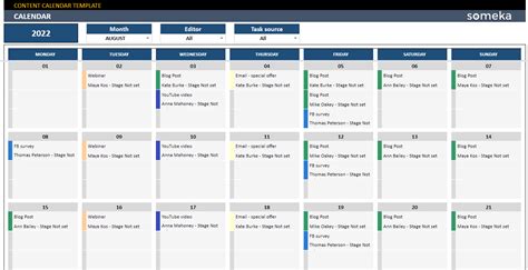 content calendar template google sheets