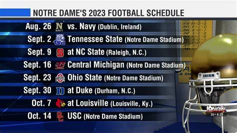 notre dame football calendar