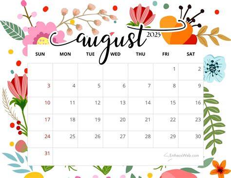 august 2025 calender