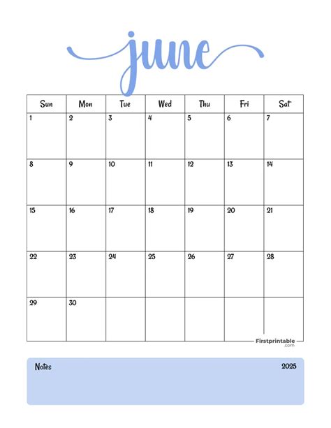 blank june 2025 calendar