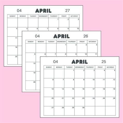calendar april 2025