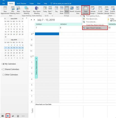 how to view calendar in outlook