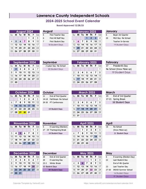 lawrence township calendar