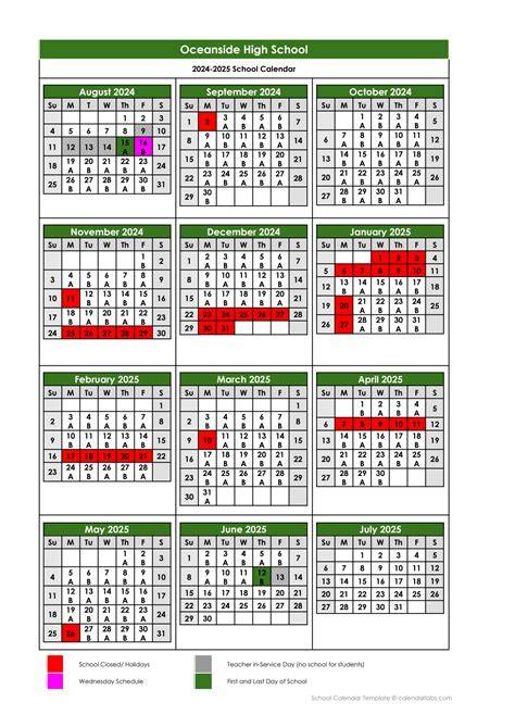 oceanside district calendar