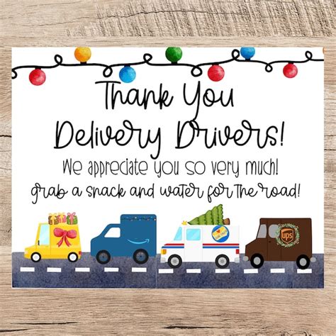 Thank You Delivery Drivers Sign Printable