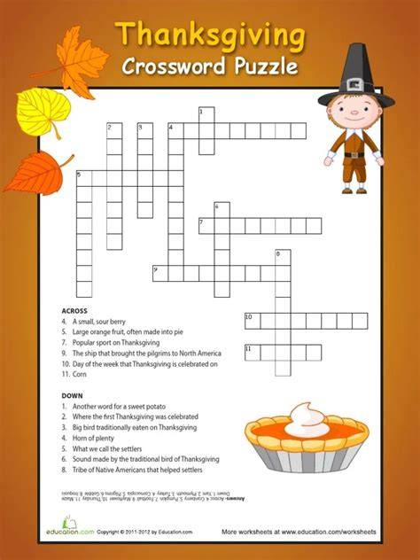 Thanksgiving Crossword Free Printable