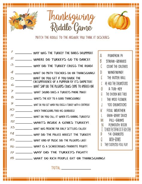 Thanksgiving Printable Games
